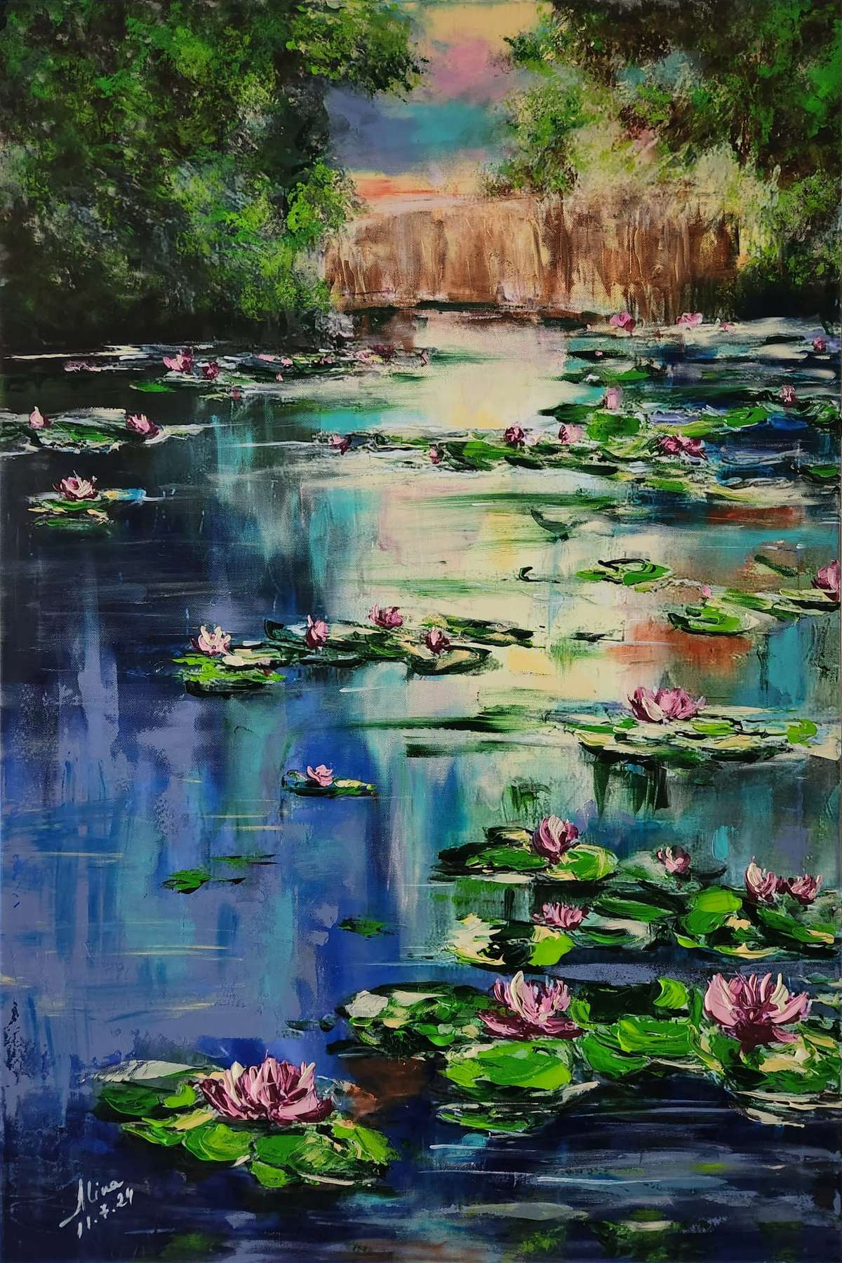 ArteDiAlina.com painting: into muddy lakes grow water lilies